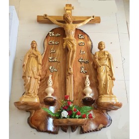 Bộ gõ đỏ 100x150.tượng 70cm pơmu